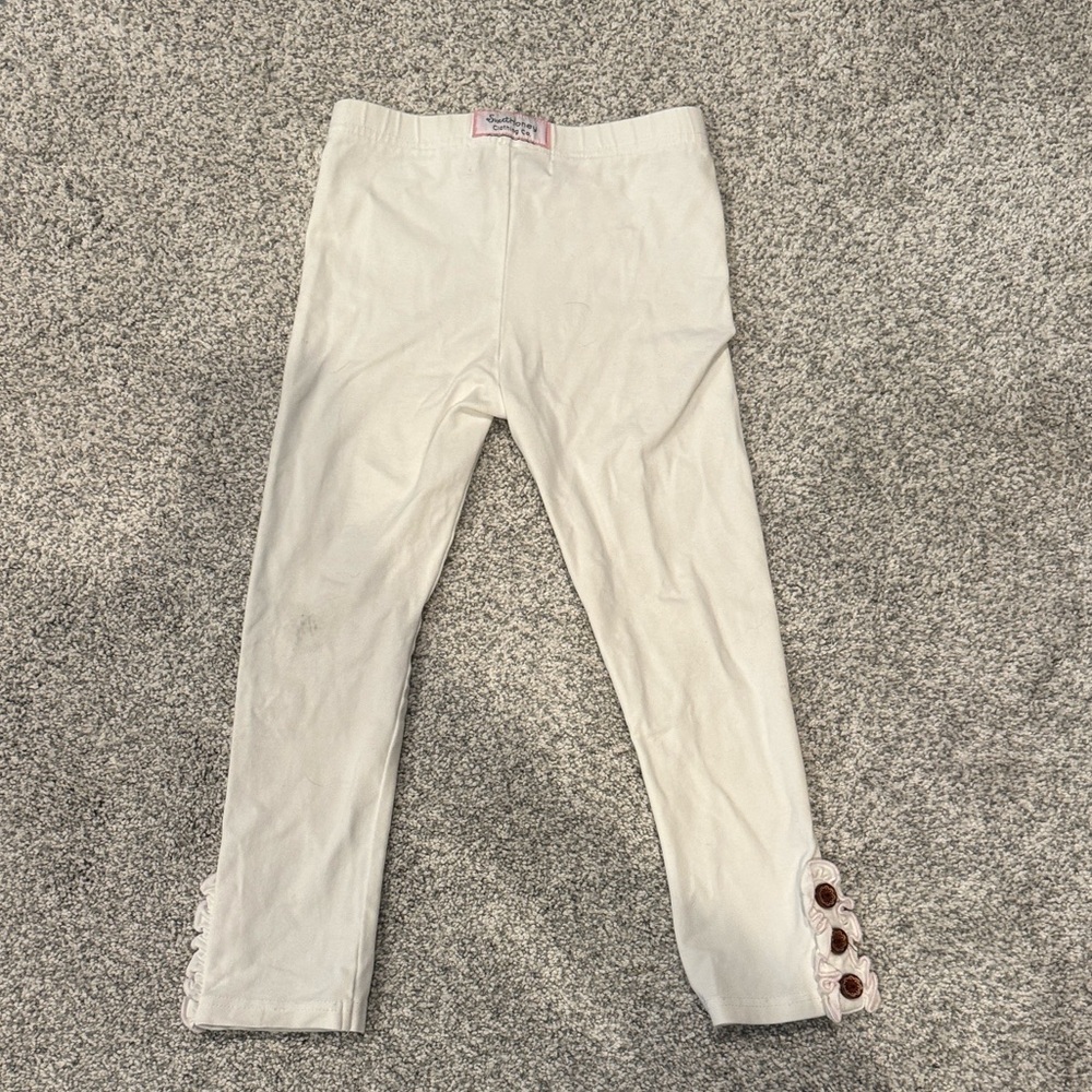 SweetHoney Cream Kids Leggings with‎ Button Detail